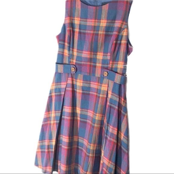 NWT ModCloth Sixties Plaid Retro Sleeveless Dress - Picture 7 of 7